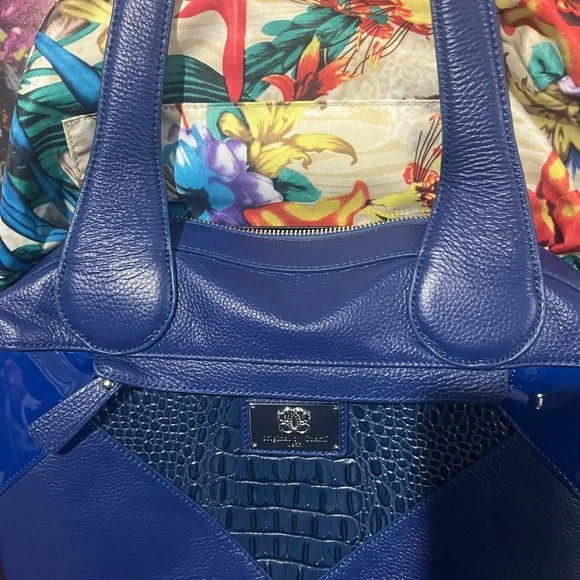 Sharif Blue Leather Shoulder Bag - Picture 6 of 8